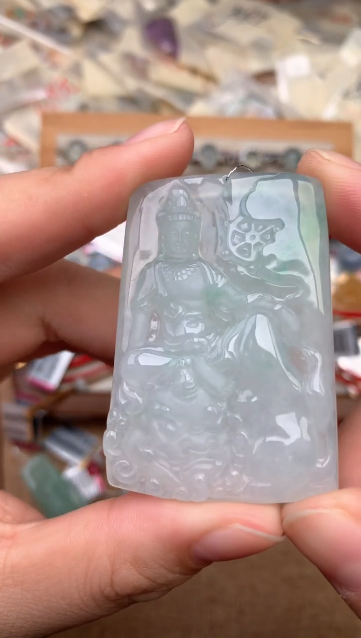 未镶嵌挂件翡翠一文殊菩萨