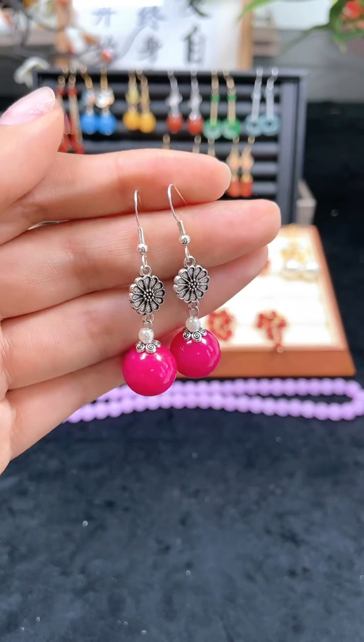 【闪购商品】玛瑙/玉髓耳饰银S925镶嵌609000