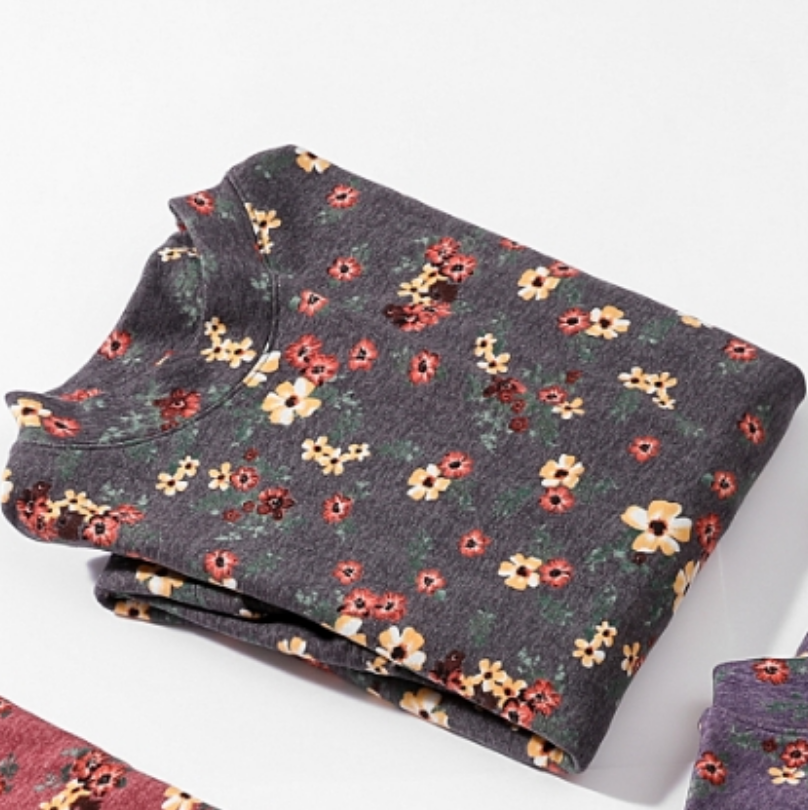 【曼玉专享】女款羊毛蚕丝养肤印花保暖套装