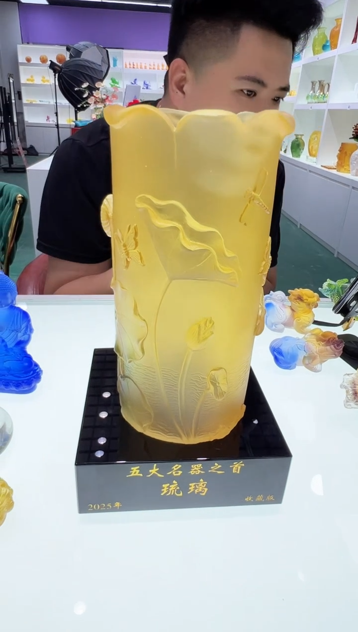 【闪购商品】泥塑古法琉璃花桶摆件