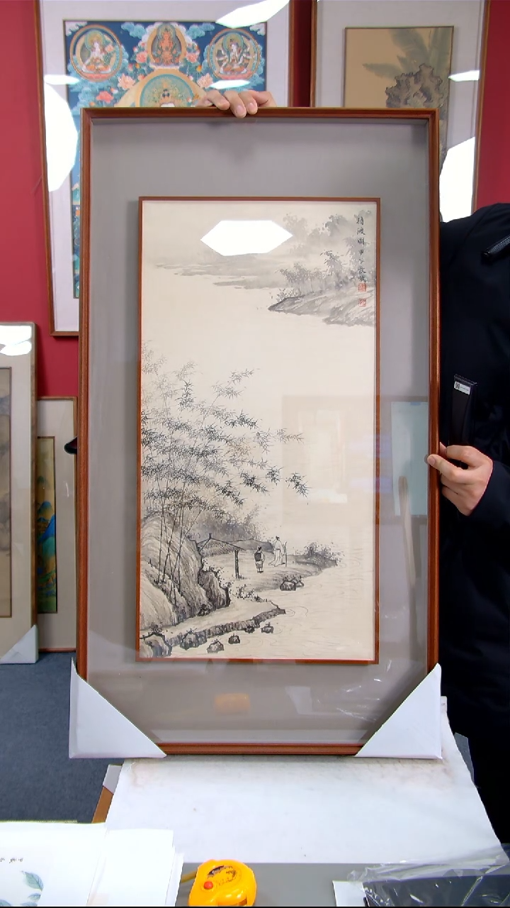 【闪购商品】国画王长斌《待渡图》装裱97*54