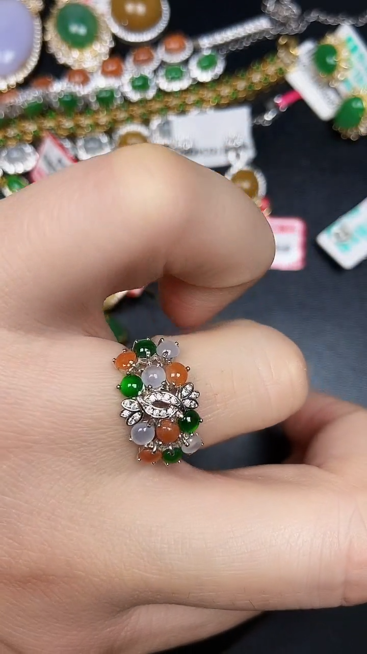 银S925镶嵌戒指翡翠4900