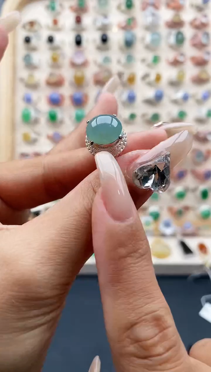 【闪购商品】翡翠戒指未镶嵌缅甸天然A货翡翠444   8+9