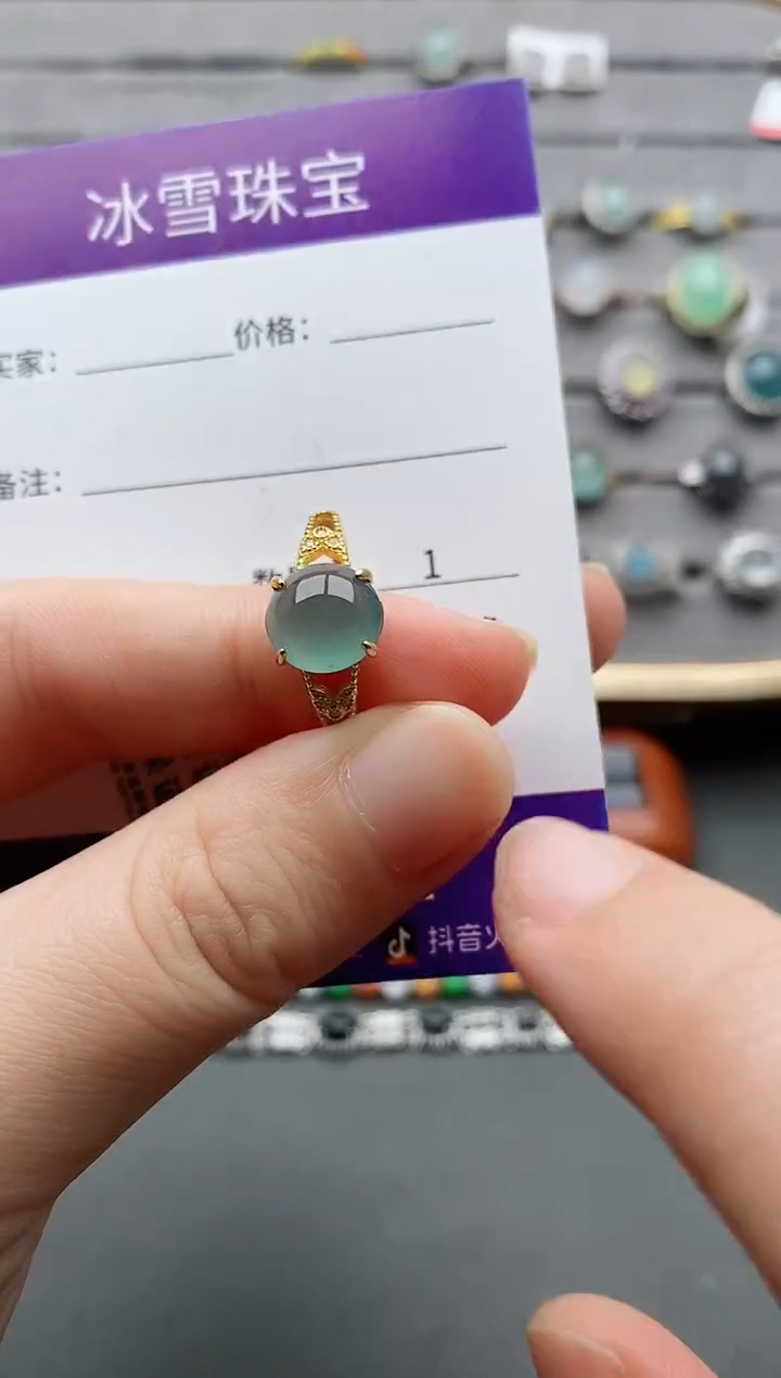 【闪购商品】翡翠戒指银S925镶嵌一物一证