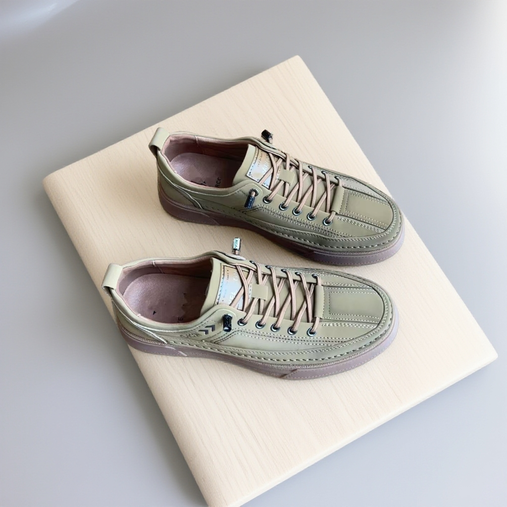 格子运动透气皮鞋夏季休闲板鞋单鞋磨砂皮低帮78602