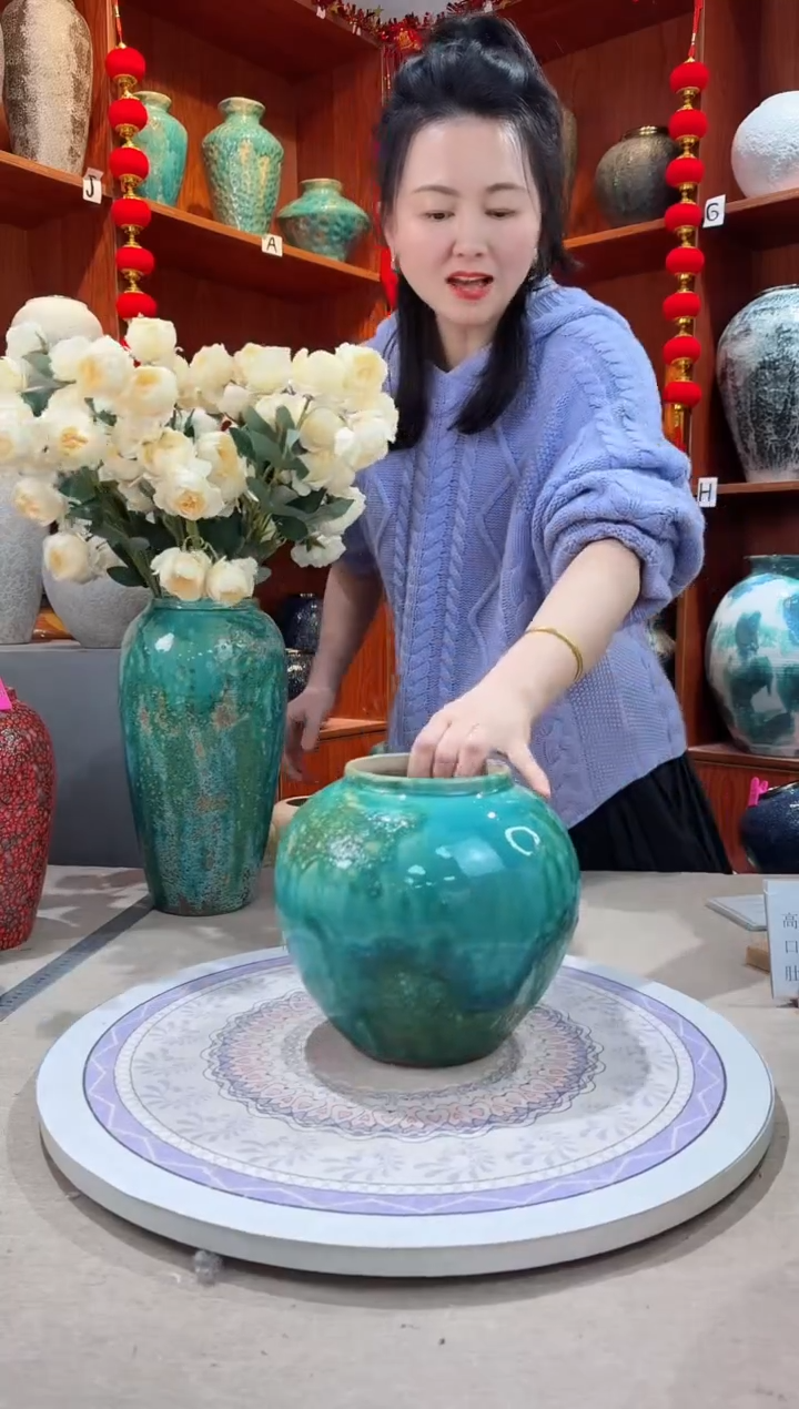 【闪购商品】瓶陶瓷花瓶 无花 草原绿小号