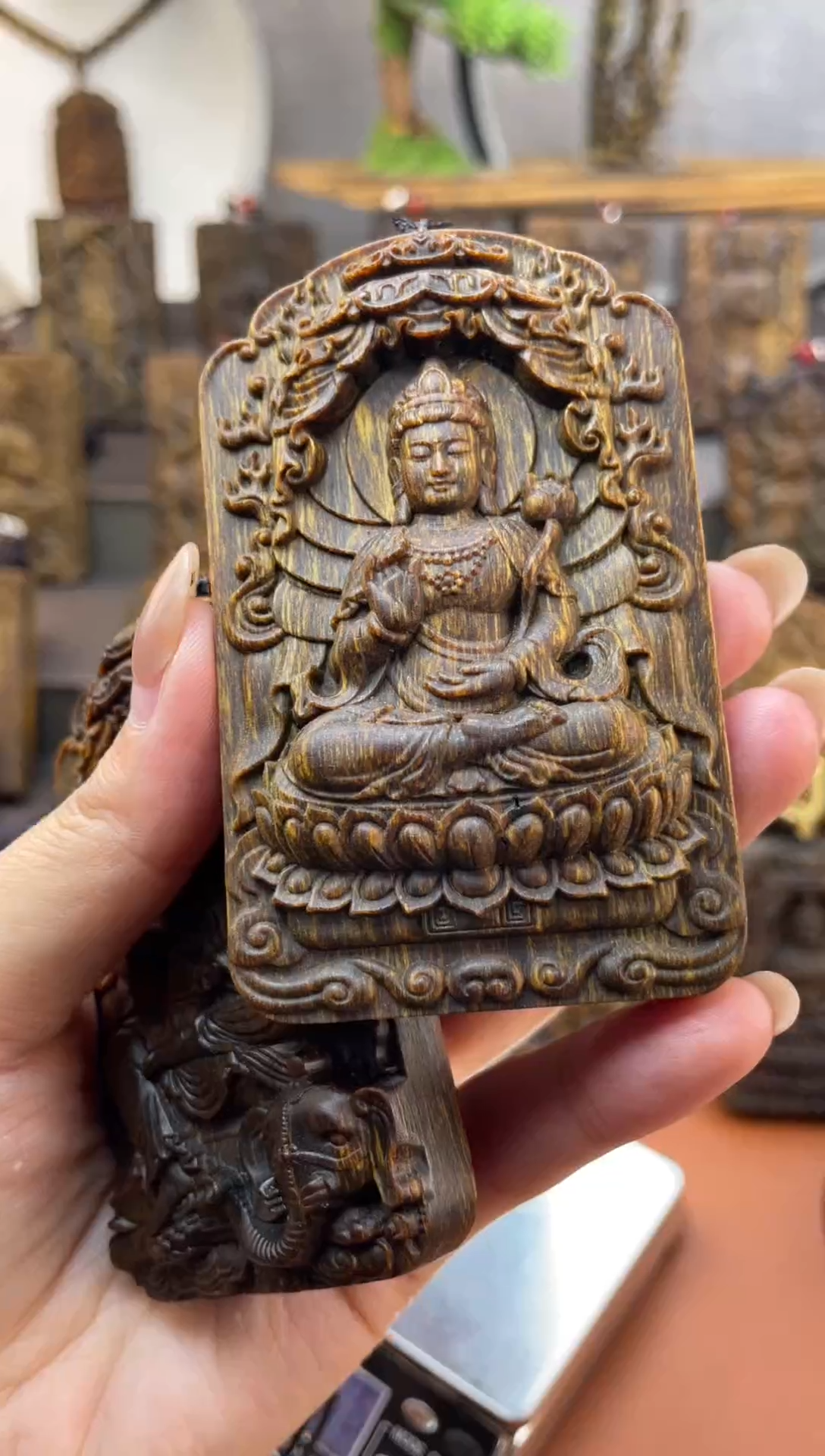 木木雕款芽庄 十二生肖（马）守护 大势至8cm送养香瓶 