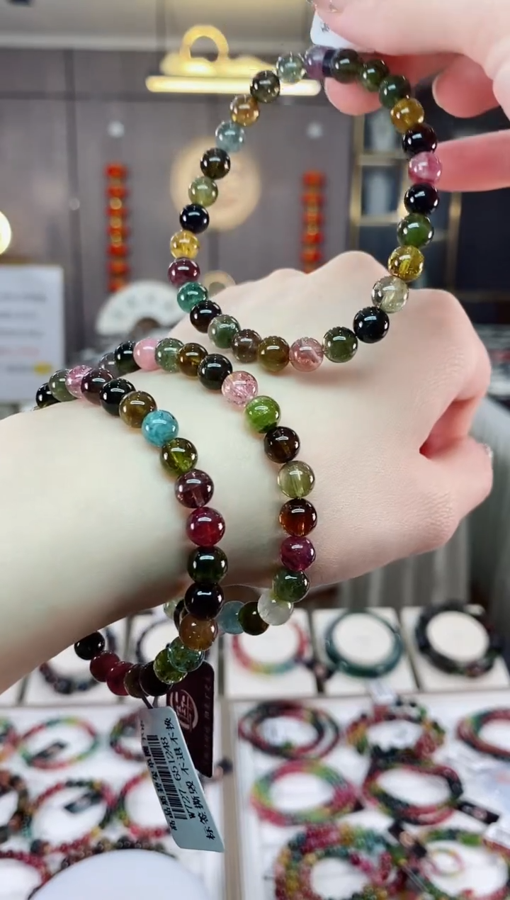 【闪购商品】碧玺单圈手串6mm+未镶嵌一物一证dan多样性发货一条