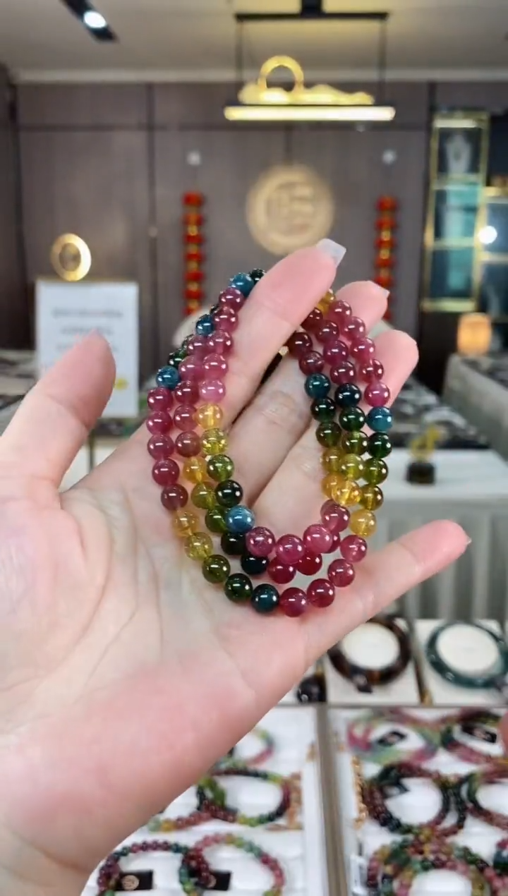 【闪购商品】碧玺三圈手串6mm+未镶嵌（多样性发一条）hon