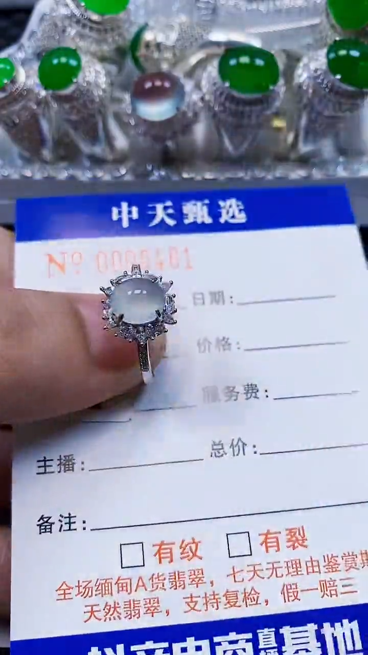 银S925镶嵌戒指翡翠/5461