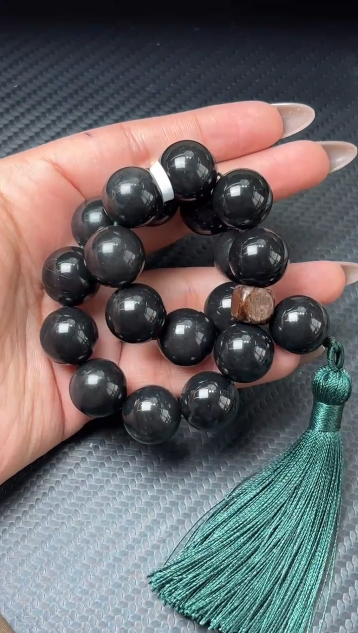 未镶嵌手串和田玉若羌毛毛矿微色差手持卡16mM