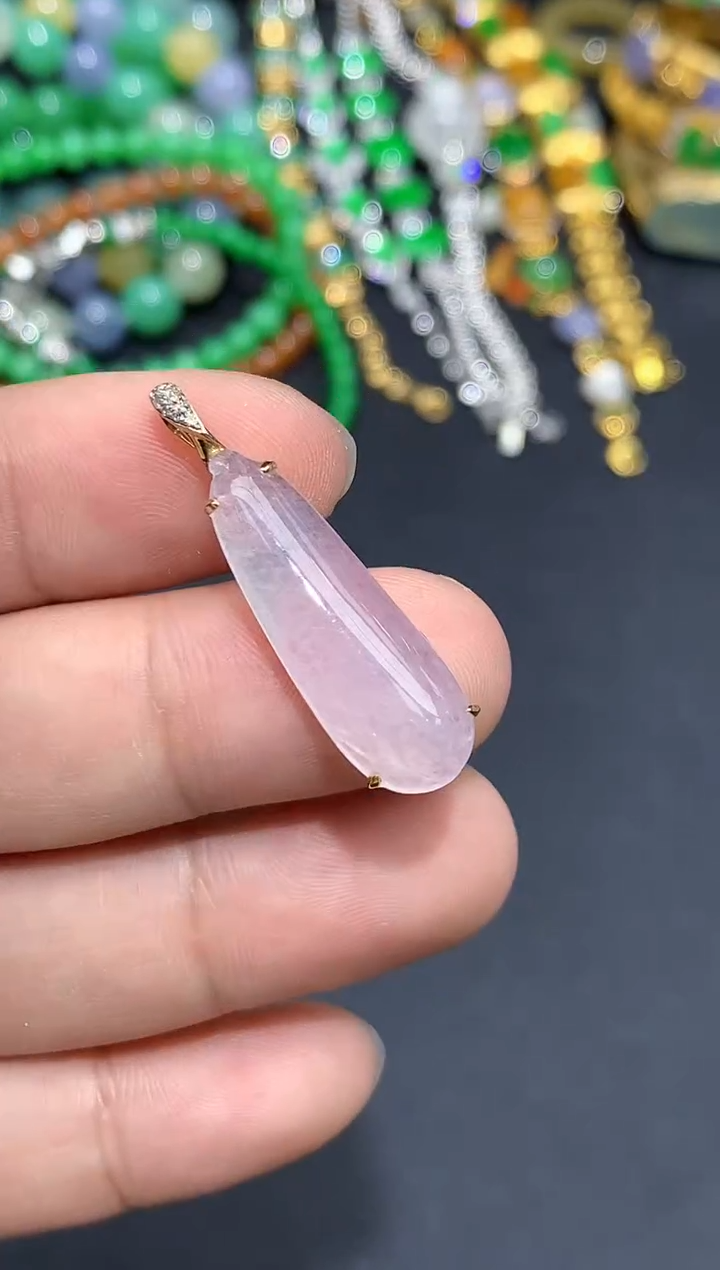 翡翠18K金镶嵌颈饰370-春日珠宝