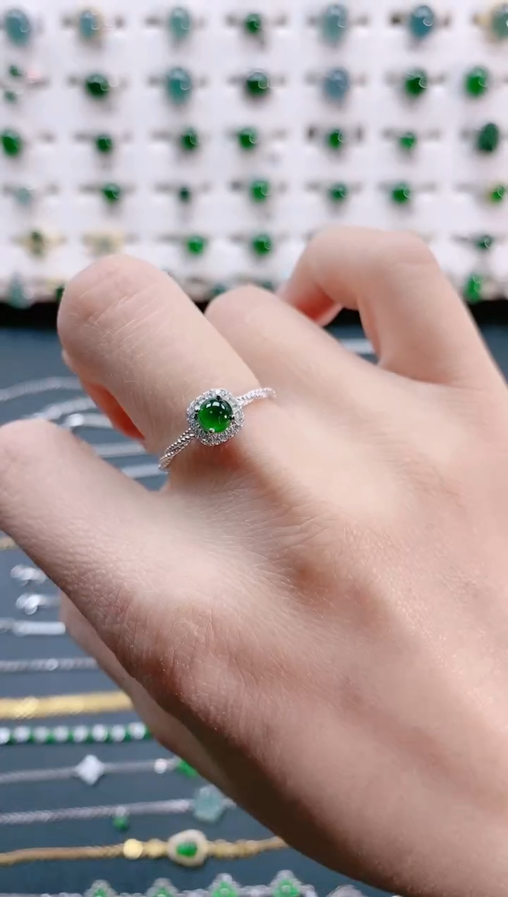 【闪购商品】翡翠戒指银S925镶嵌天然翡翠