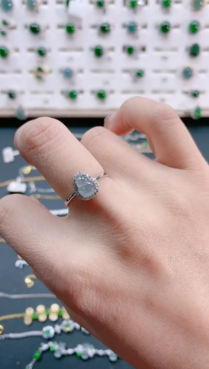 【闪购商品】翡翠戒指银S925镶嵌天然翡翠