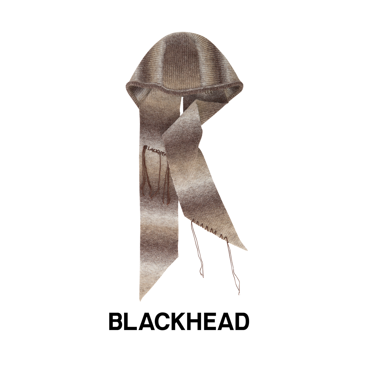 BLACKHEAD咖啡色渐变针织法帽围巾