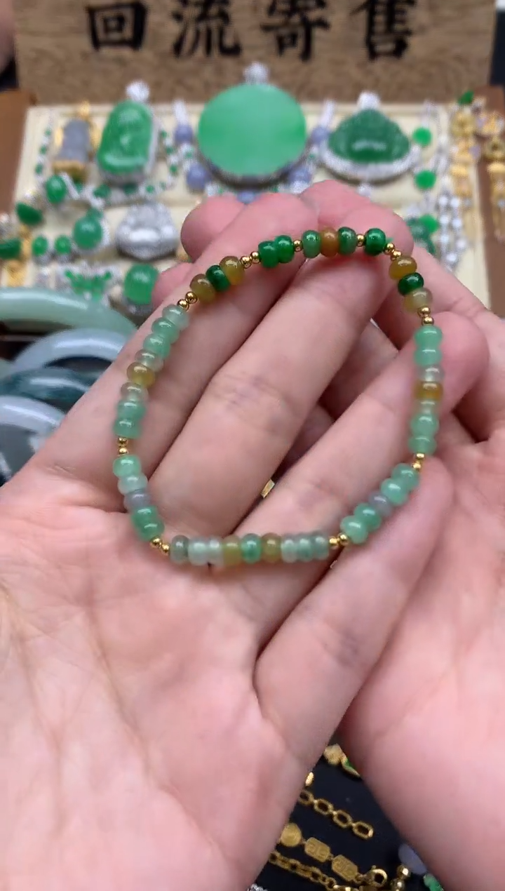 【闪购商品】翡翠手串18K金镶嵌30-中国好珍宝1