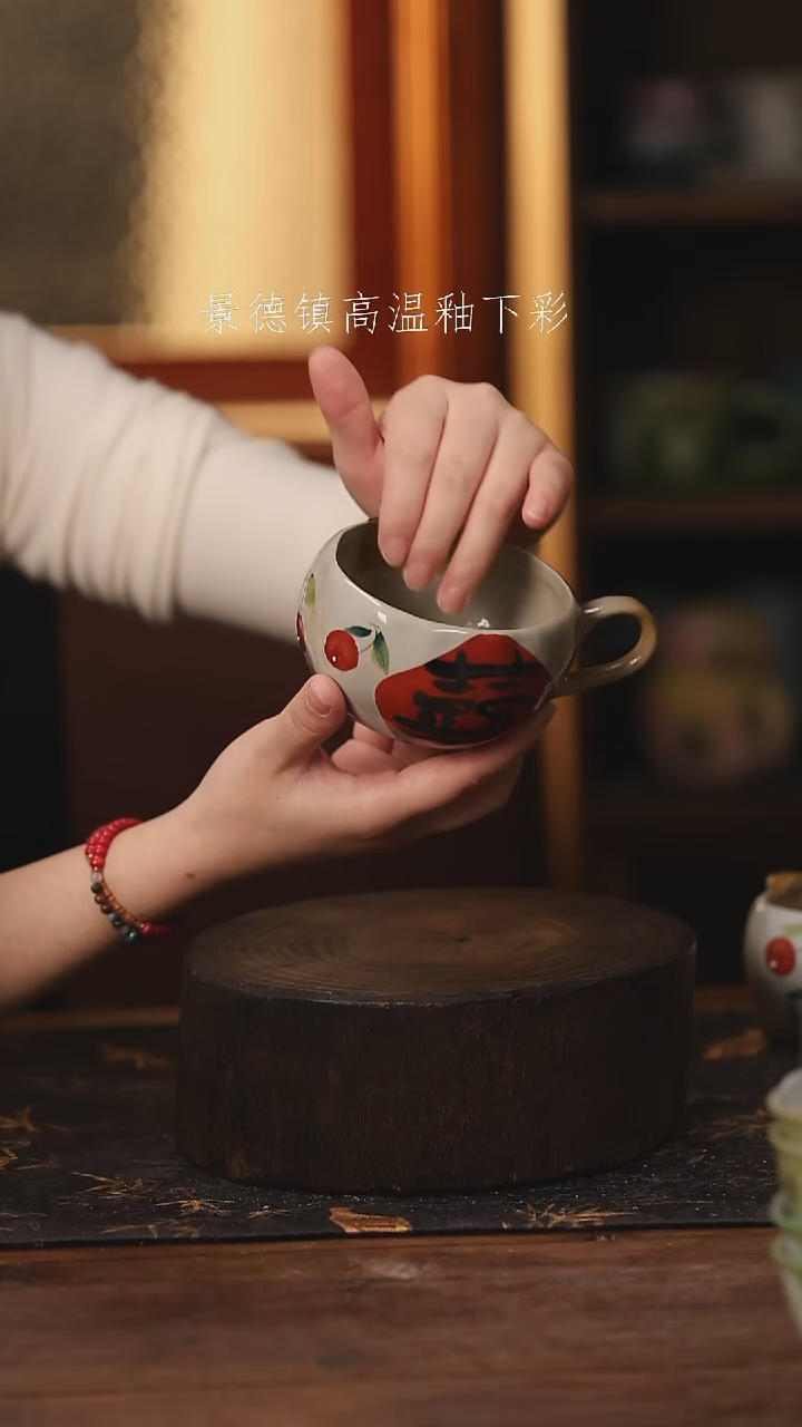 陶瓷景德镇高温釉下手绘陶瓷@L439@