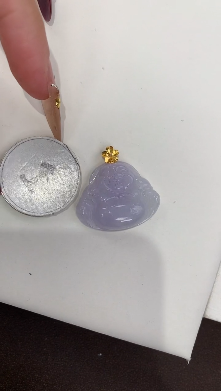 颈饰18K金镶嵌翡翠天然缅甸a货翡翠