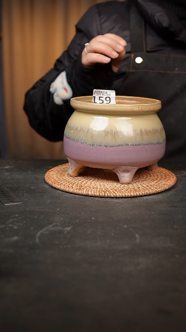 【闪购商品】瓷片159泥泥手工花盆口13-14高11