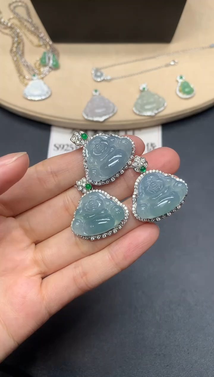 【闪购商品】翡翠吊坠(不含链)银S925镶嵌佛公【多样性发其一】