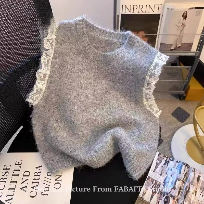 509023 女童秋装背心毛衣2025款中大童春秋季洋气针织上衣