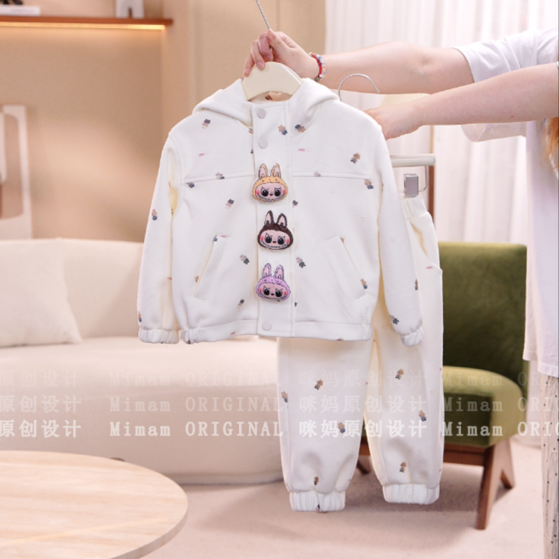 【奇遇布布】女童休闲童趣套装秋季新款纯色洋气可爱套装5X315BS