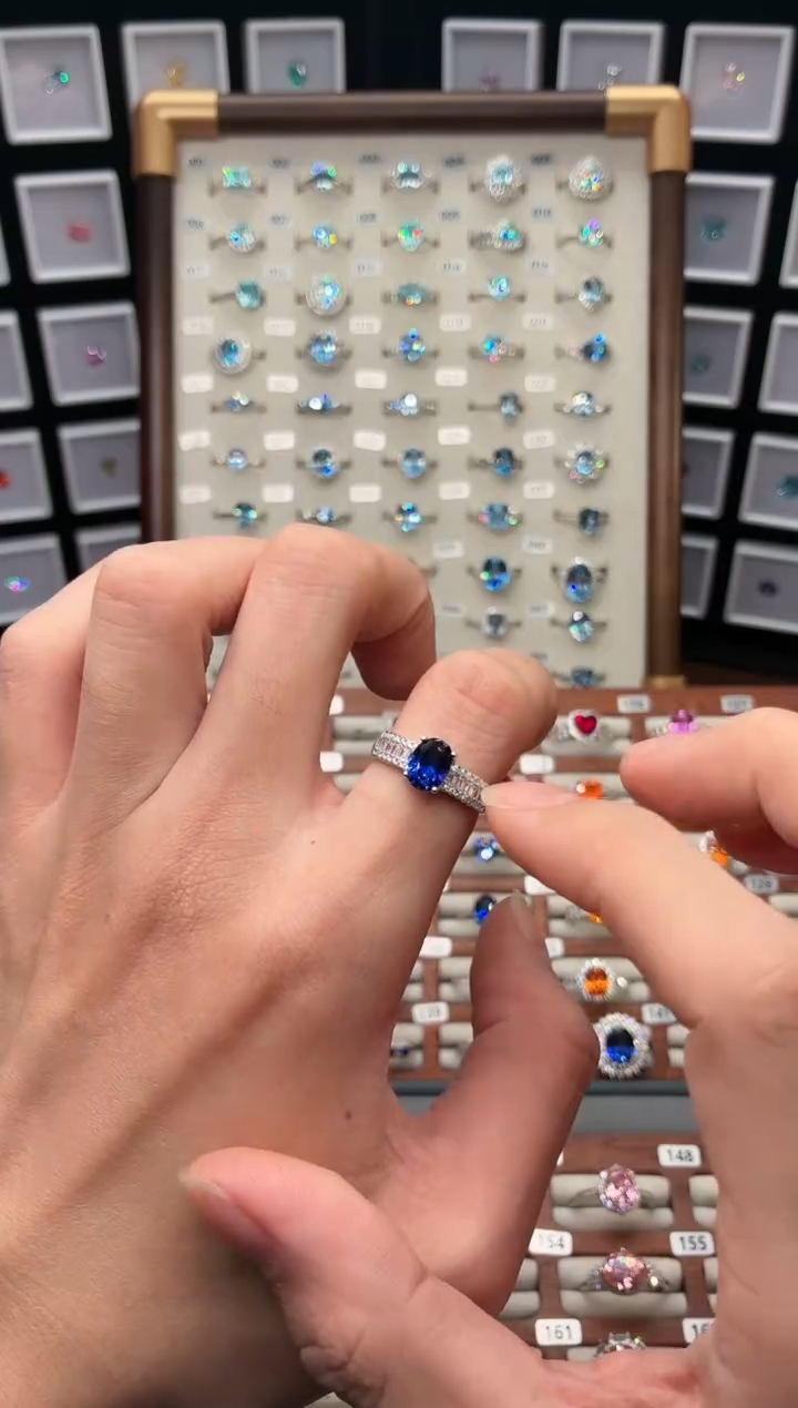 戒指蓝宝石银S925镶嵌1888