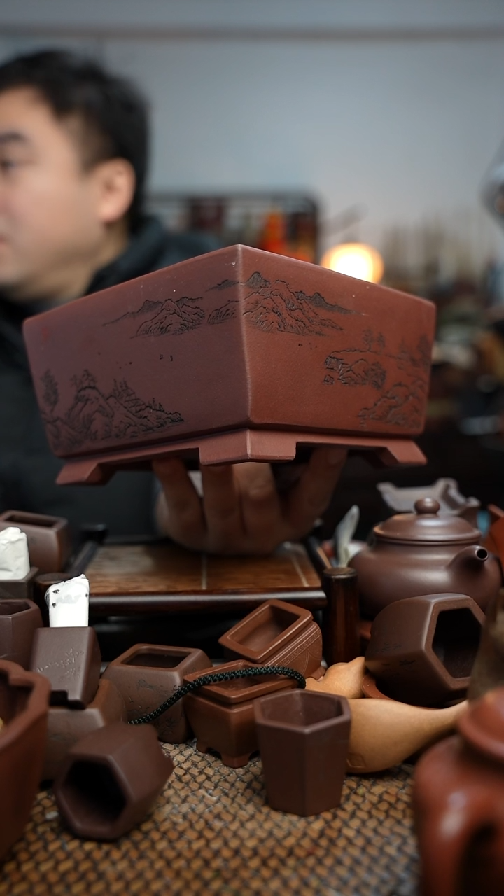 紫砂花盆一**影長木軒精品紫砂