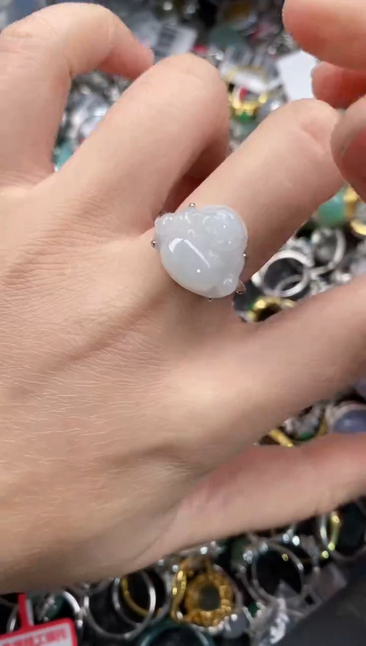 银S925镶嵌戒指翡翠999             2