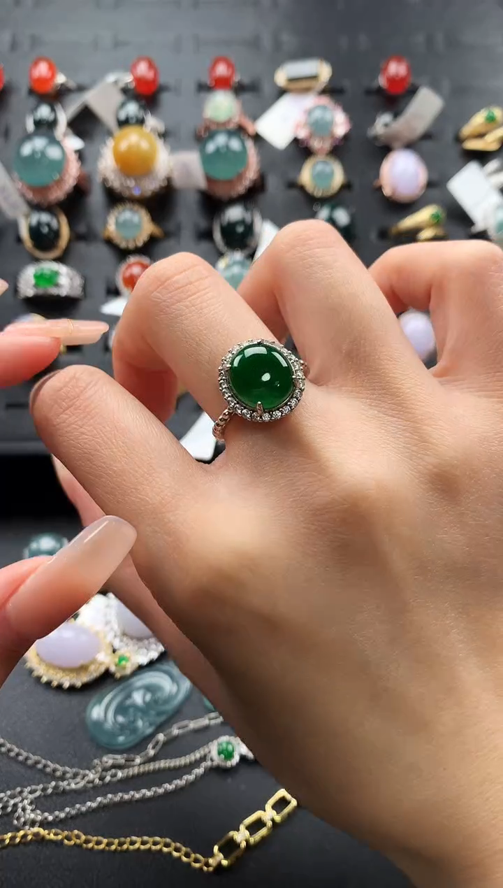 【闪购商品】翡翠戒指银S925镶嵌586587658