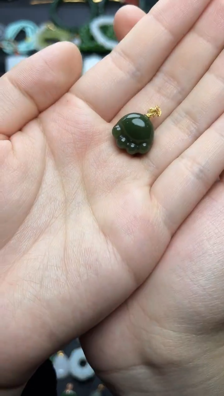 颈饰银S925镶嵌和田玉猫爪06