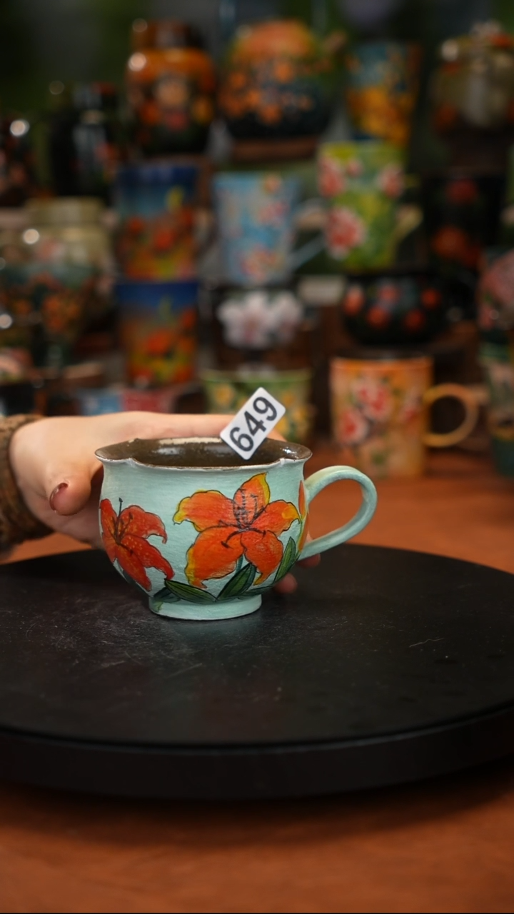 紫砂油画手绘 釉下彩649