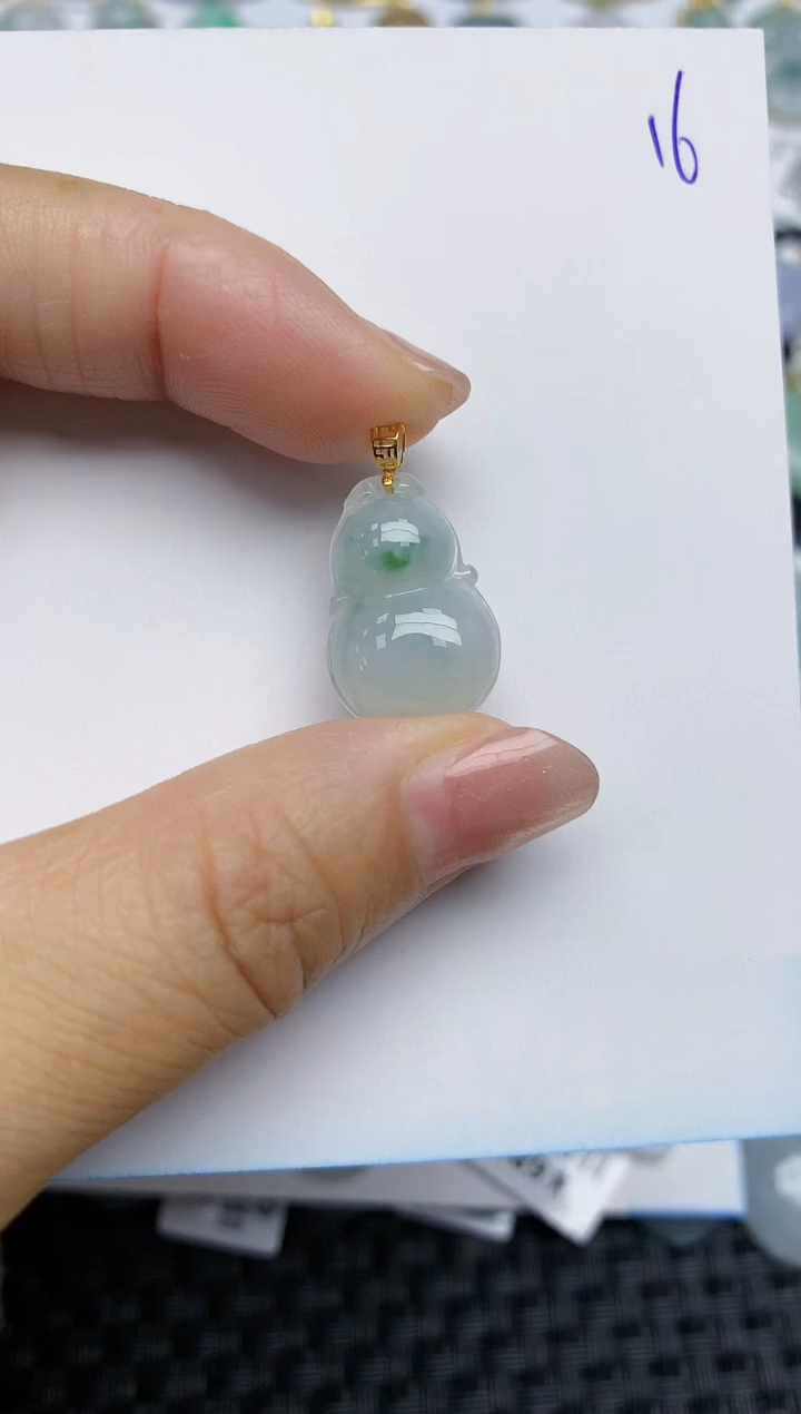 【闪购商品】翡翠颈饰18K金镶嵌天然A货翡翠 16