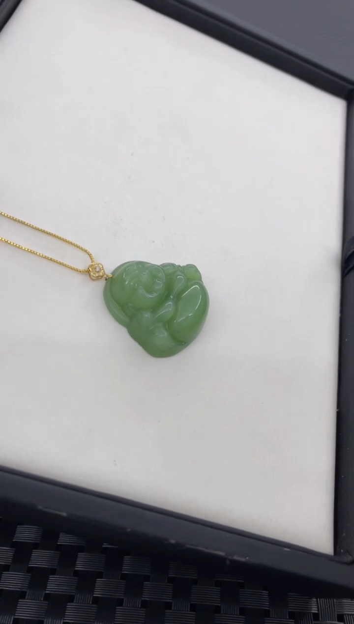 和田玉18K金镶嵌吊坠(不含链)佛公（多样性发一件）D3249-2