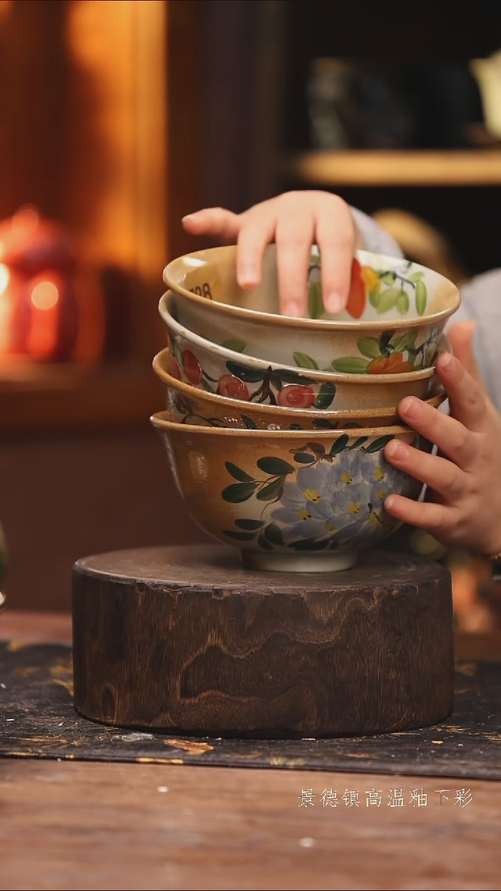 陶瓷景德镇高温釉下手绘陶瓷