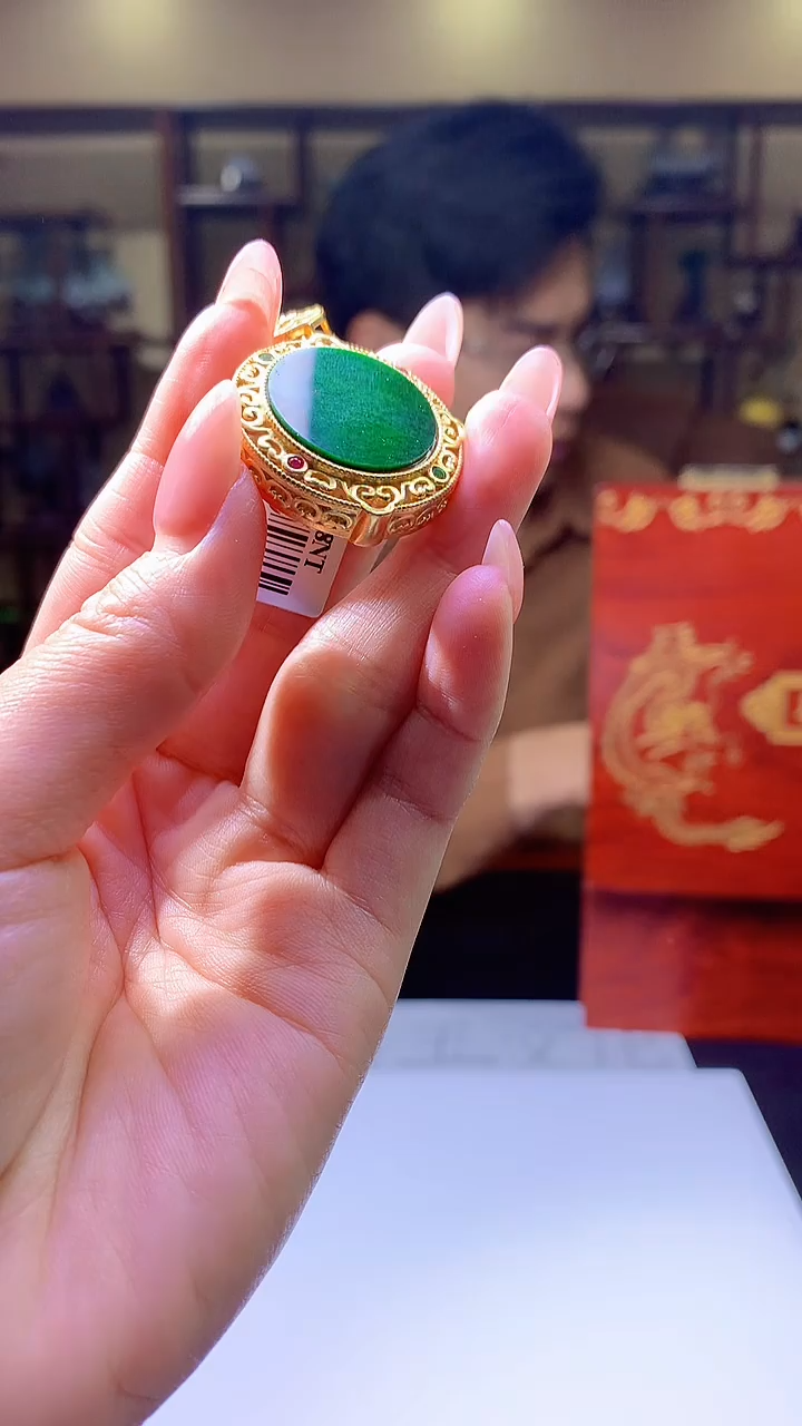 【闪购商品】定制翡翠18K金镶嵌8003jj-毛货挂件83