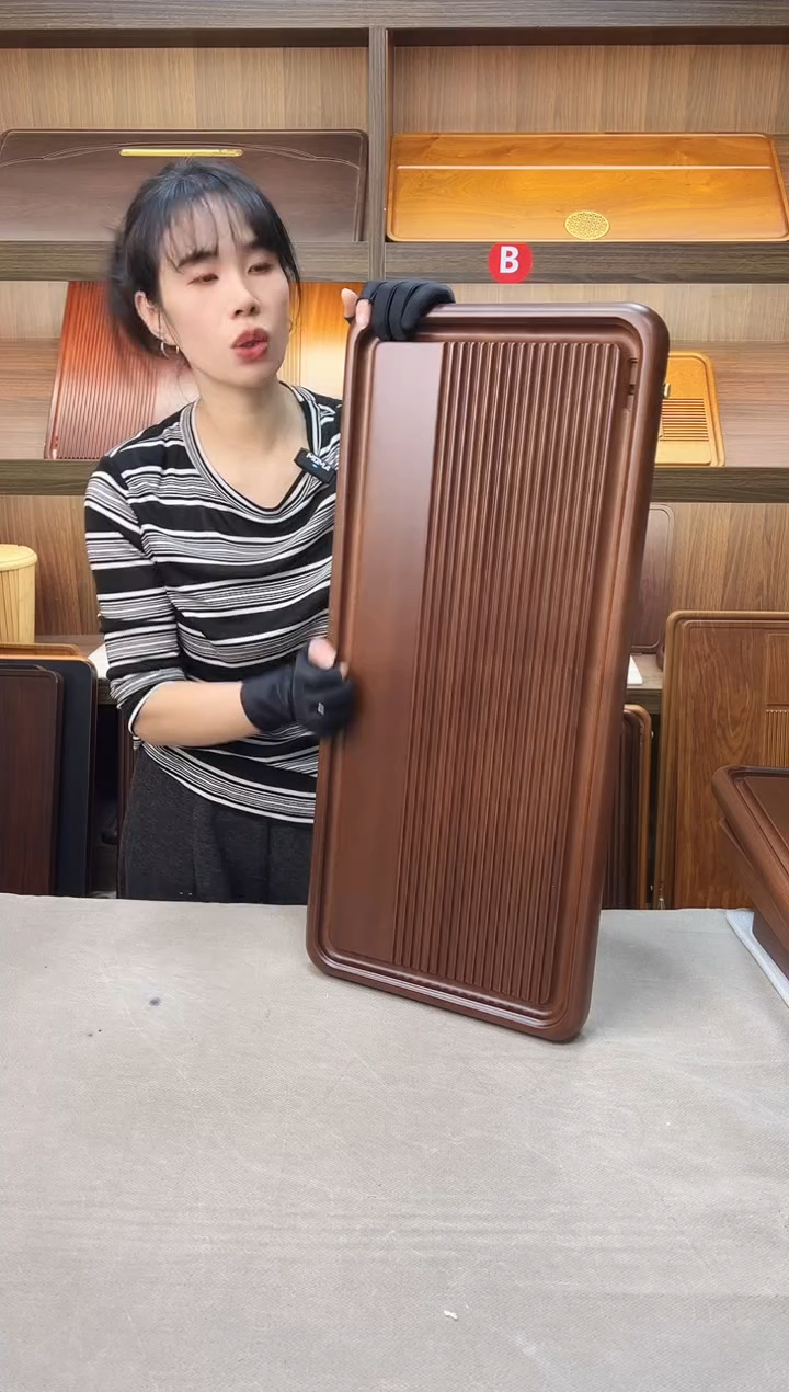 260#微瑕【胡桃色景州】进口花梨木茶盘-{尺寸70*32*4cm}