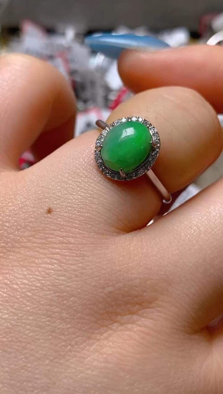 银S925镶嵌戒指翡翠百内无证书