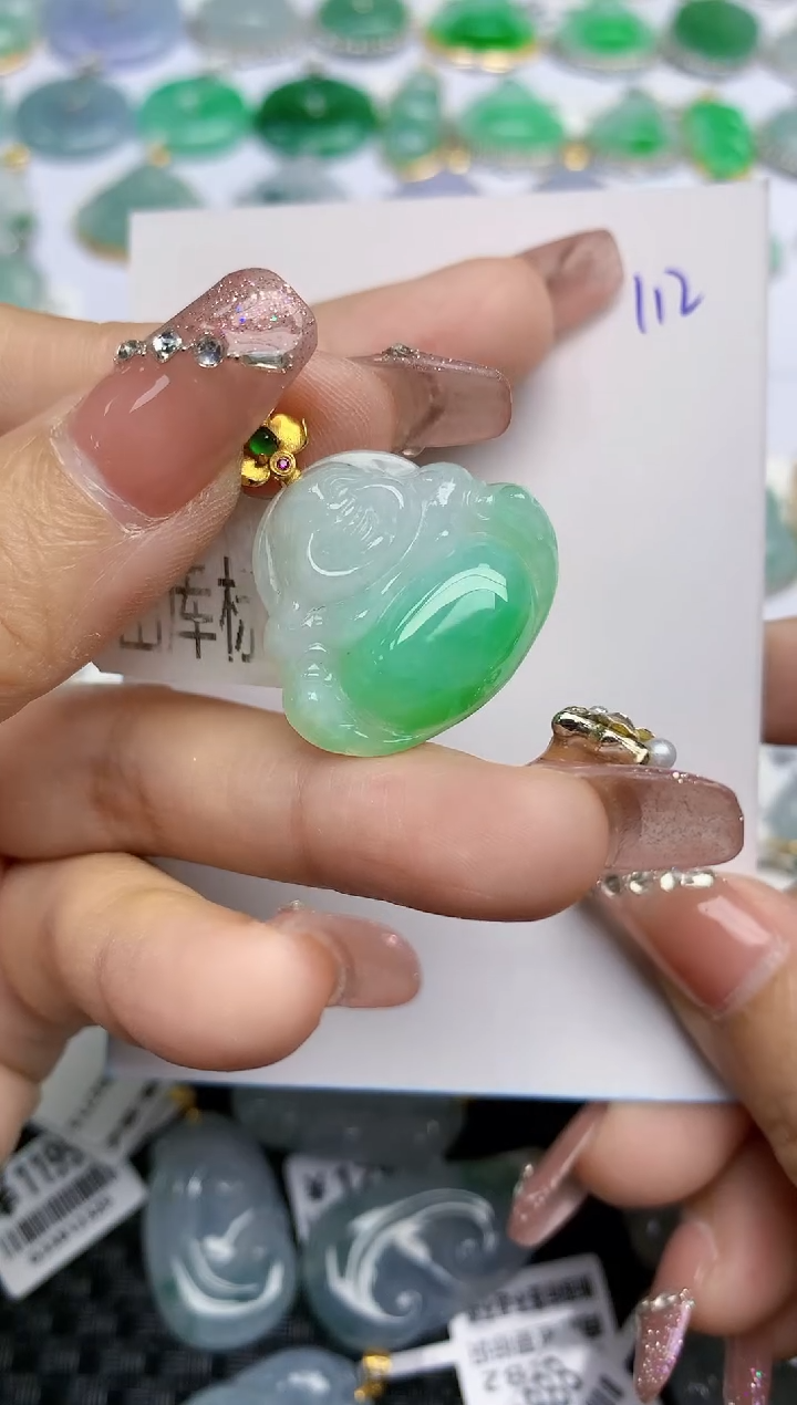 【闪购商品】翡翠颈饰18K金镶嵌天然A货翡翠 112