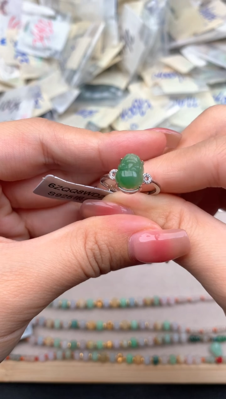 银S925镶嵌挂件翡翠羅***姐一2