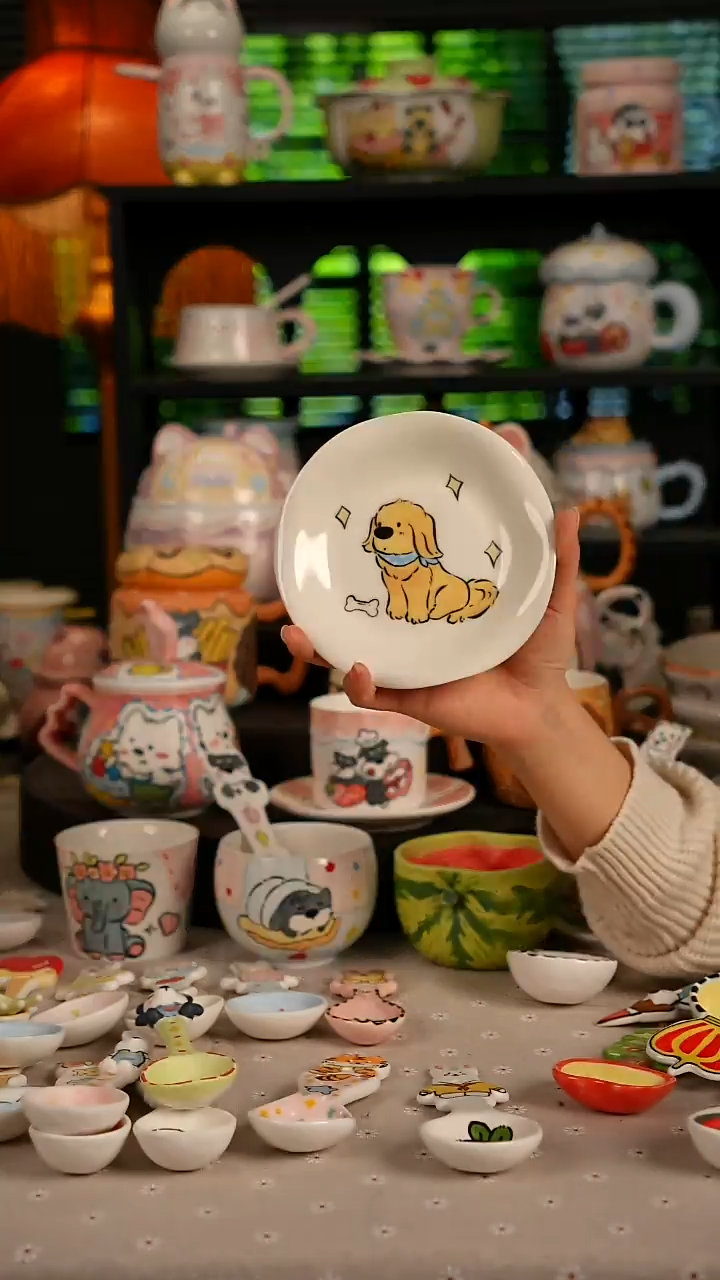 陶瓷无盖款景德镇高温釉下彩纯手绘创意瓷 默认微瑕 不退不换