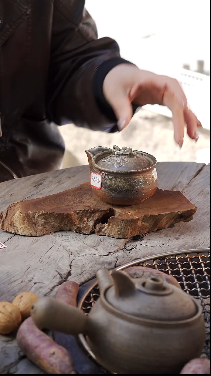 瓷片柴烧手工宝瓶8855