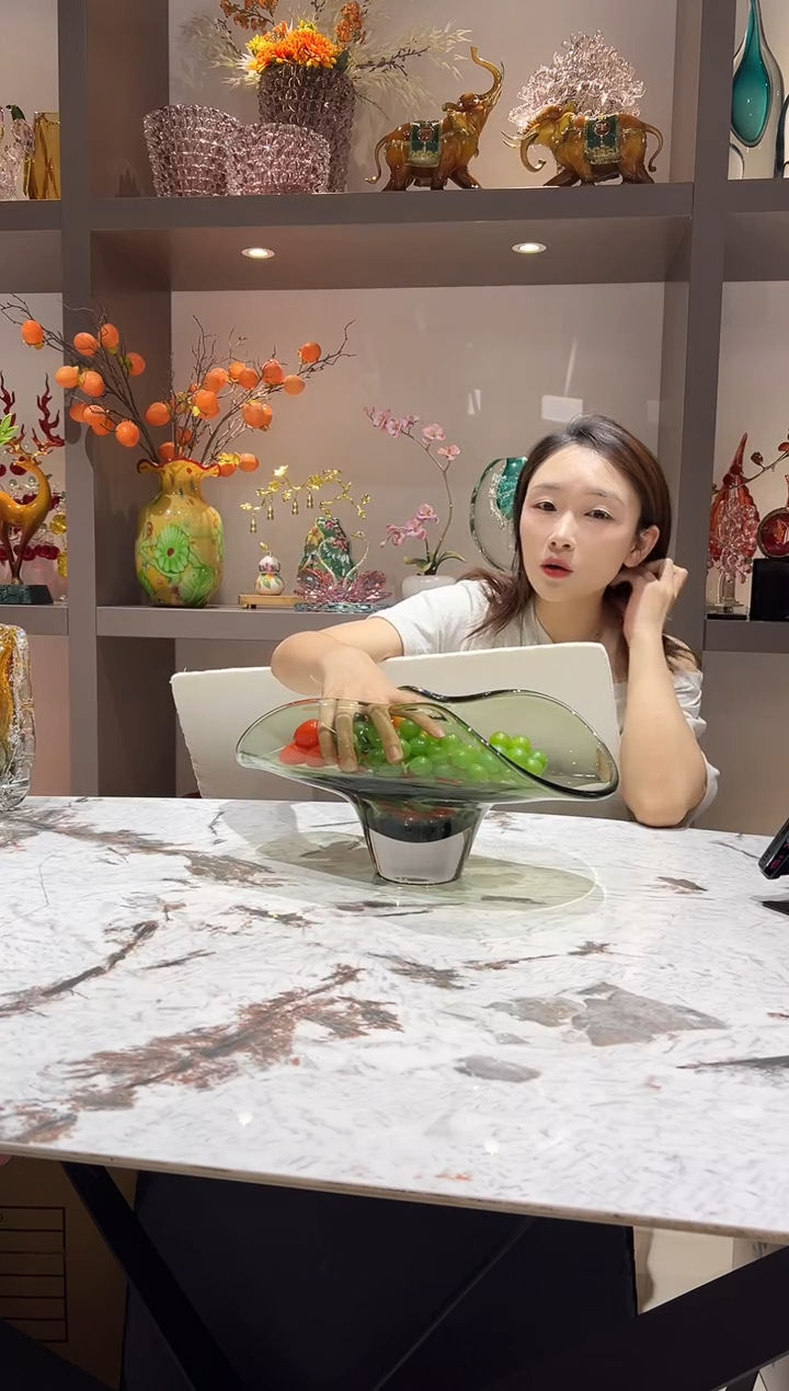 高脚浪花琉璃果盘