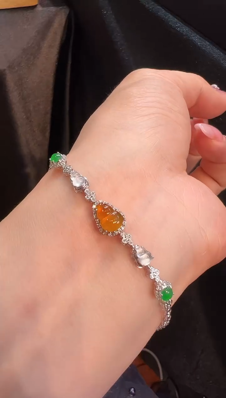 【闪购商品】翡翠手链18K金镶嵌手链