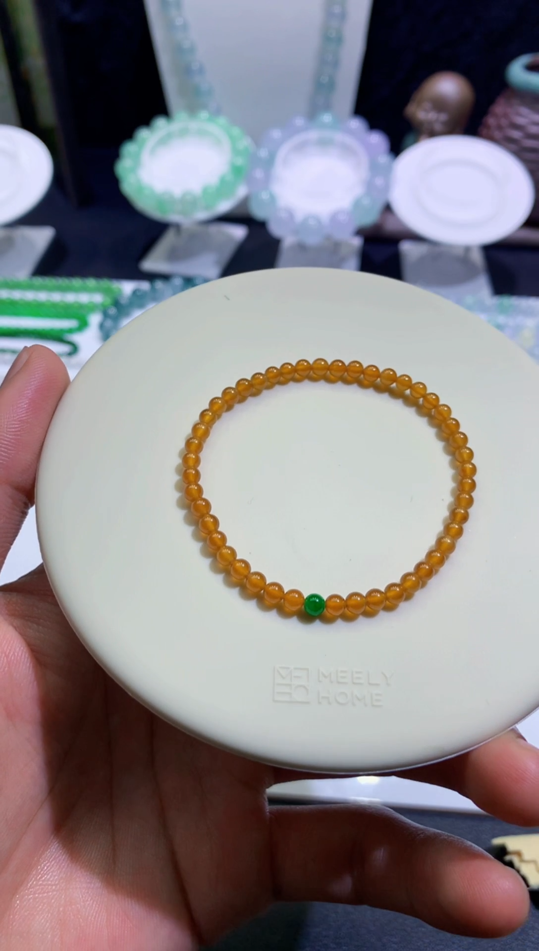 未镶嵌手链翡翠天然缅甸翡翠A货冰黄翡手串卡3.4mm