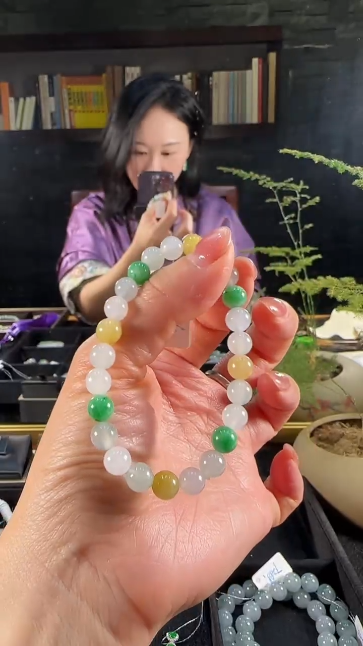 【闪购商品】翡翠手串未镶嵌天然缅甸翡翠福禄寿多宝手串