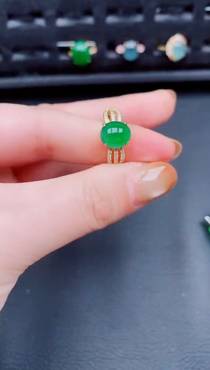 【闪购商品】翡翠戒指银S925镶嵌天然a货翡翠607