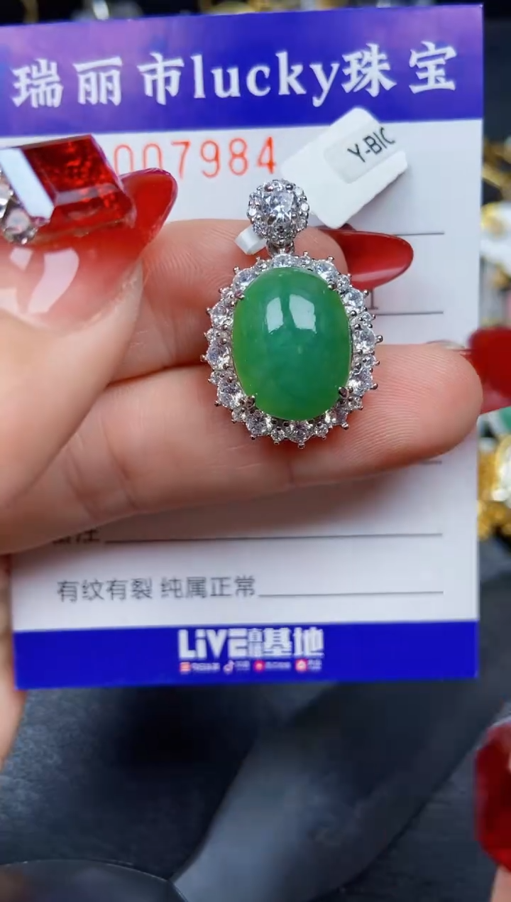 【闪购商品】翡翠颈饰银S925镶嵌7984