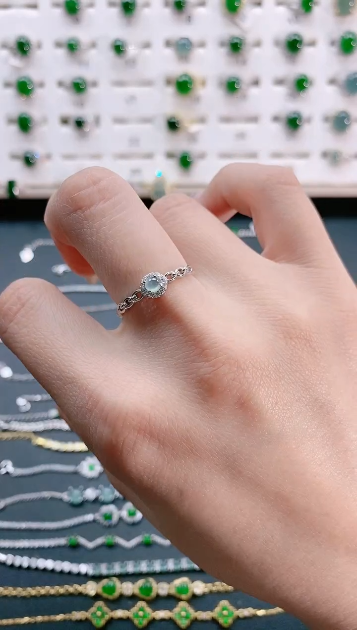 【闪购商品】翡翠戒指银S925镶嵌天然翡翠