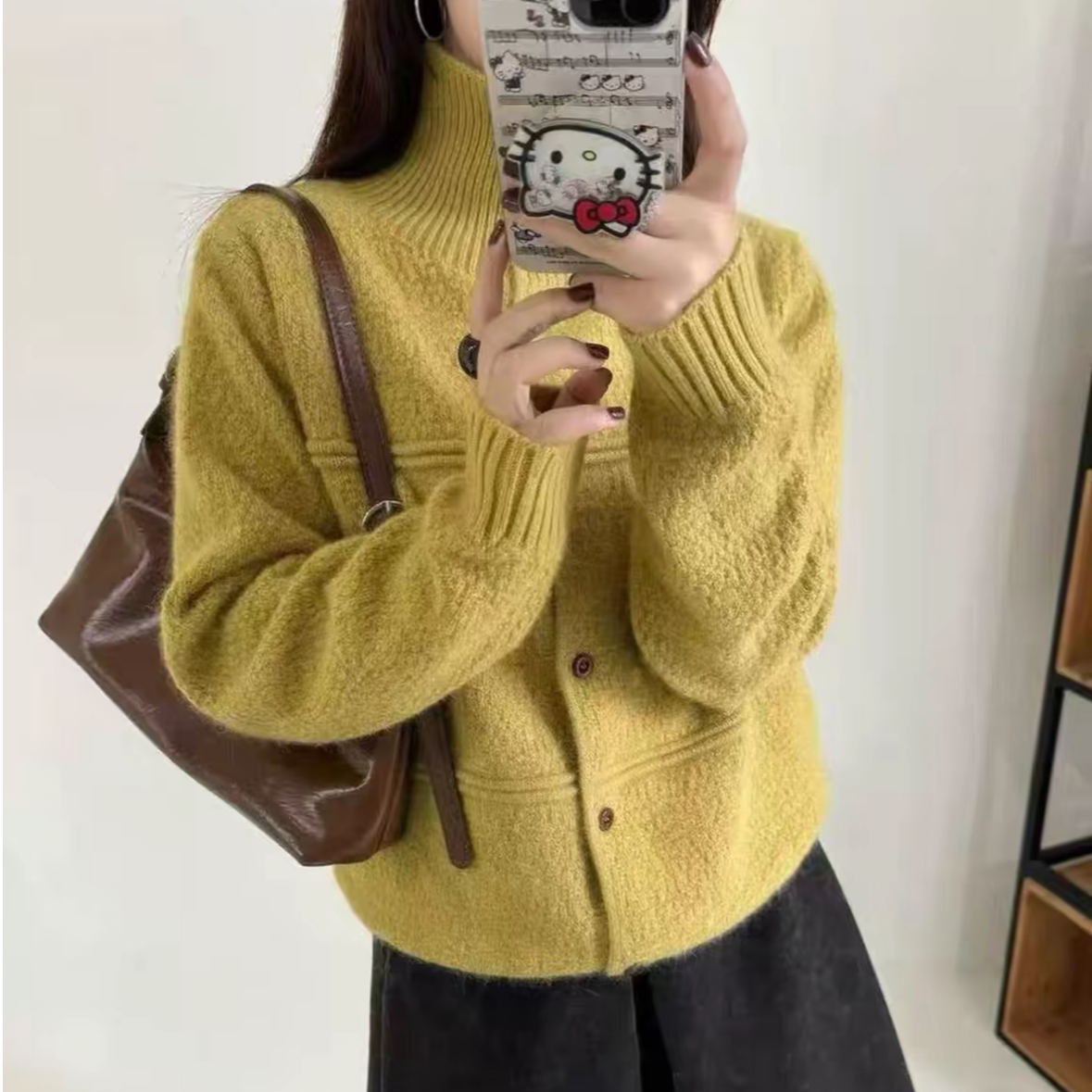 秋冬新款设计高领宽松感慵懒风针织上衣S166